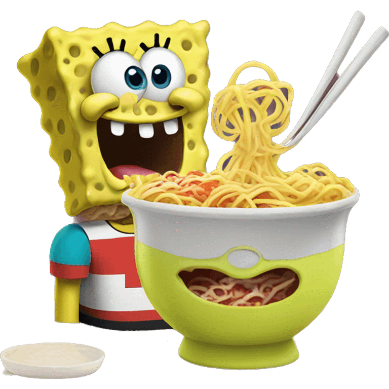 SpongeBob eating ramen emoji