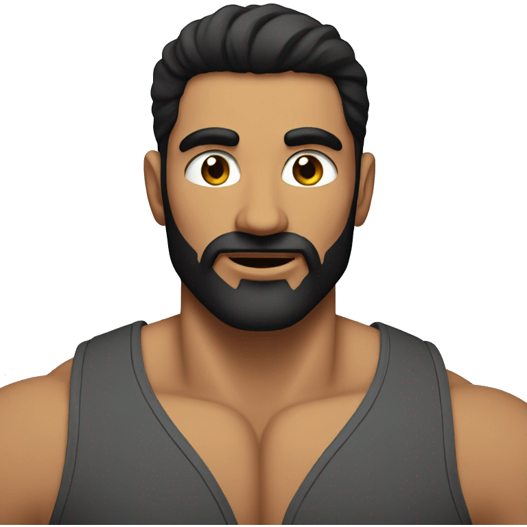 A muscular man, within beard, black hair, Pakistani origin  emoji