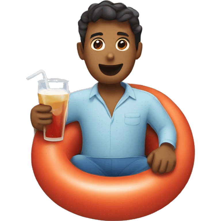 Tubing with drink in hand emoji