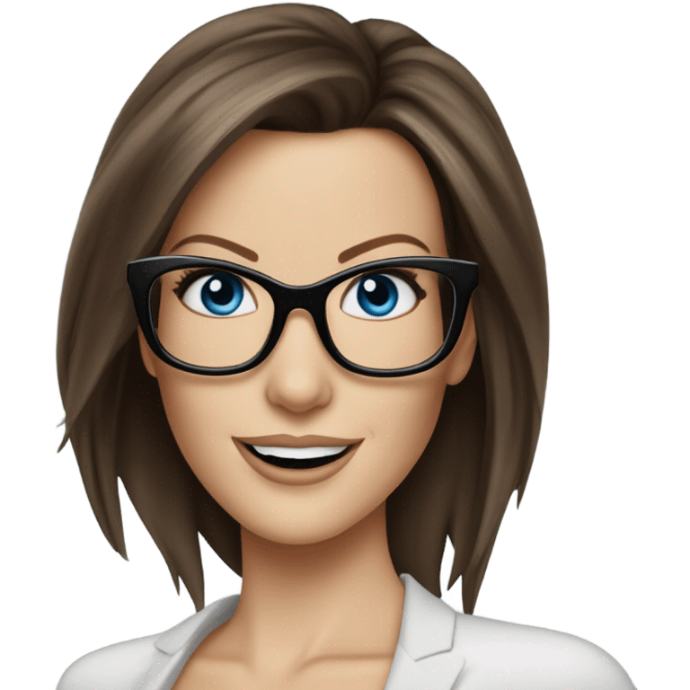 Kate Beckinsale, glasses, blue eyes happy elegant lifelike  emoji