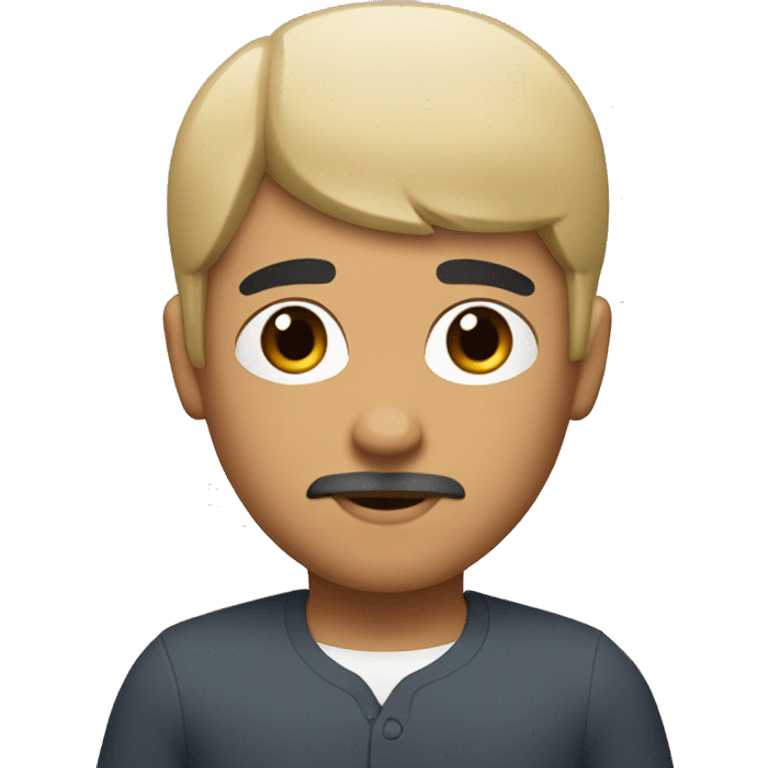 white latino with straight black hair,bowl cut and a goatee emoji