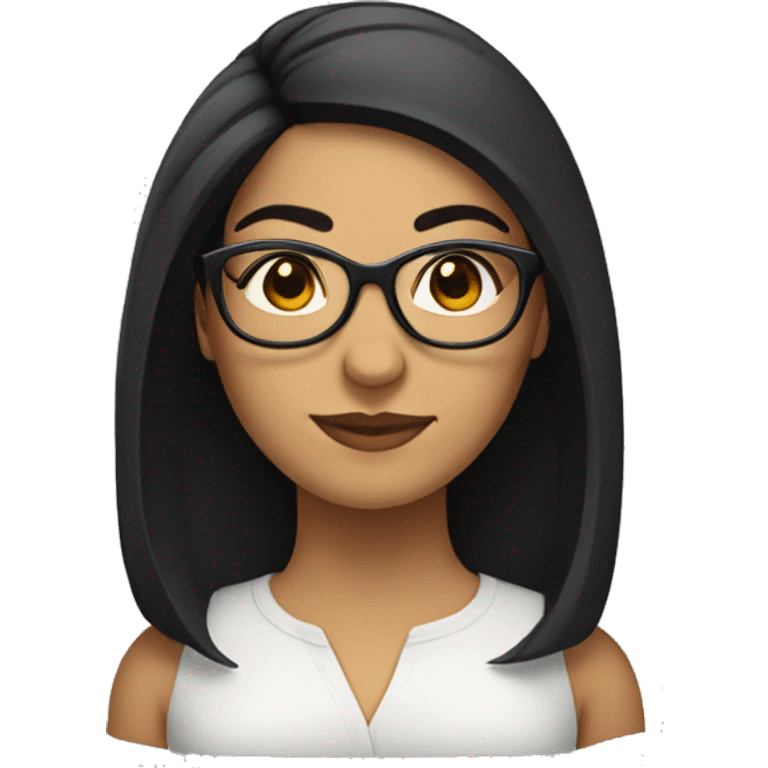 Hispanic woman with short straight black hair and glasses and round face emoji