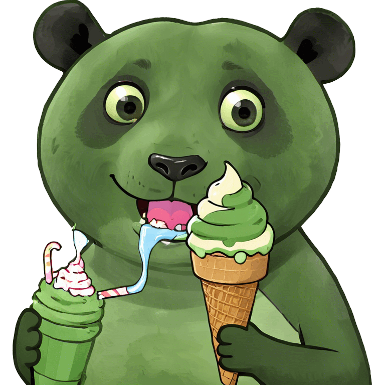 Panda eating ice cream emoji