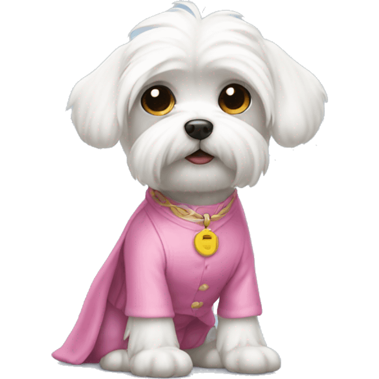 White Maltese wearing pink outfit emoji