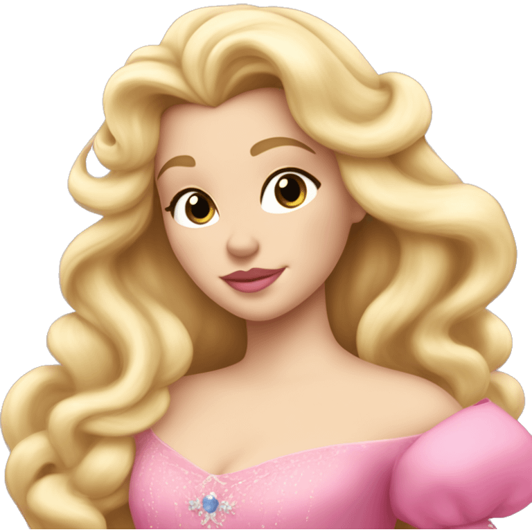 Princess Aurora Sleeping Beauty Blonde curls and Pink ballgown emoji