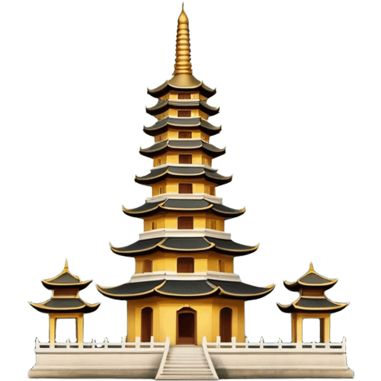 Cinematic Realistic Tran Quoc Pagoda Landmark Emoji, depicted with an ancient pagoda set on tranquil waters rendered with delicate textures and serene, reflective lighting. emoji