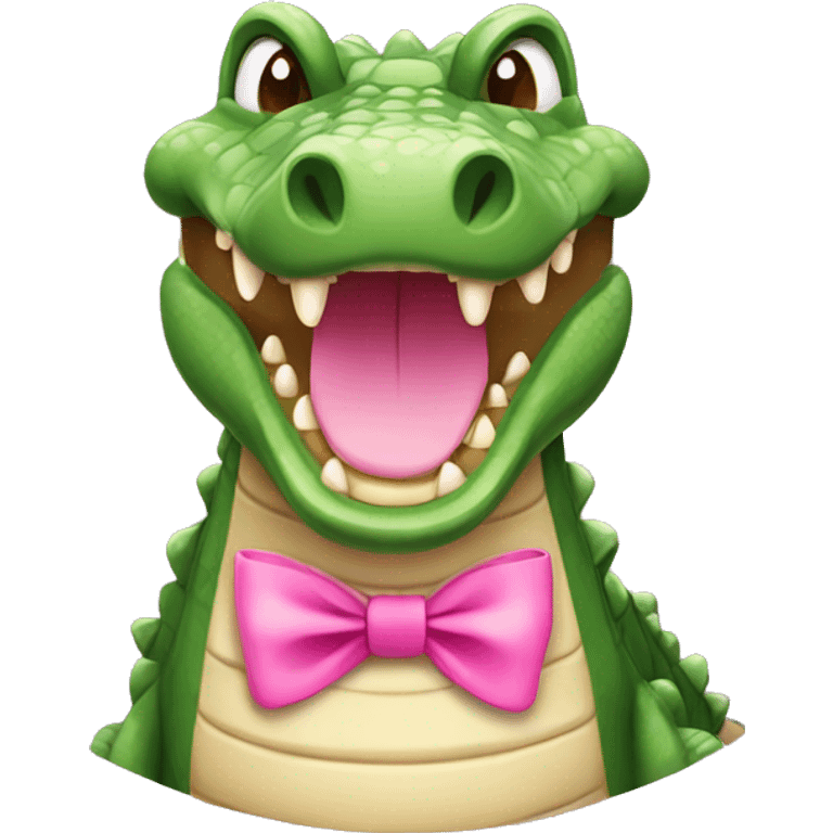 Crocodile with a pink bow emoji