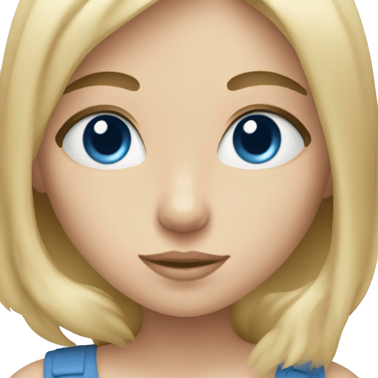 Blonde girl with blue eyes holding a cat emoji