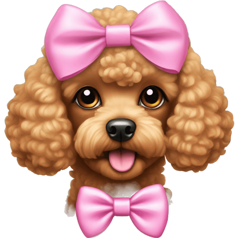 toy poodle dog wearing a pink bow on head  emoji