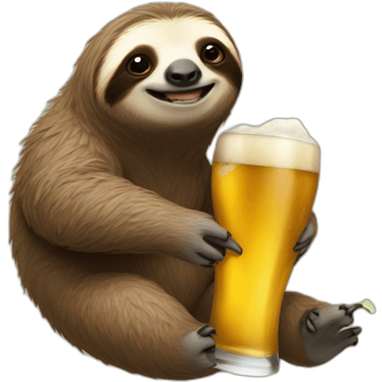 Sloth drinking beer while riding a caterpillar emoji