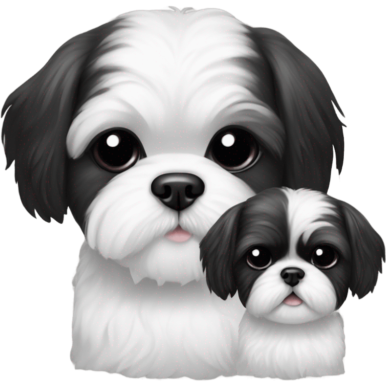 Two black and white shitz Tzu puppies emoji