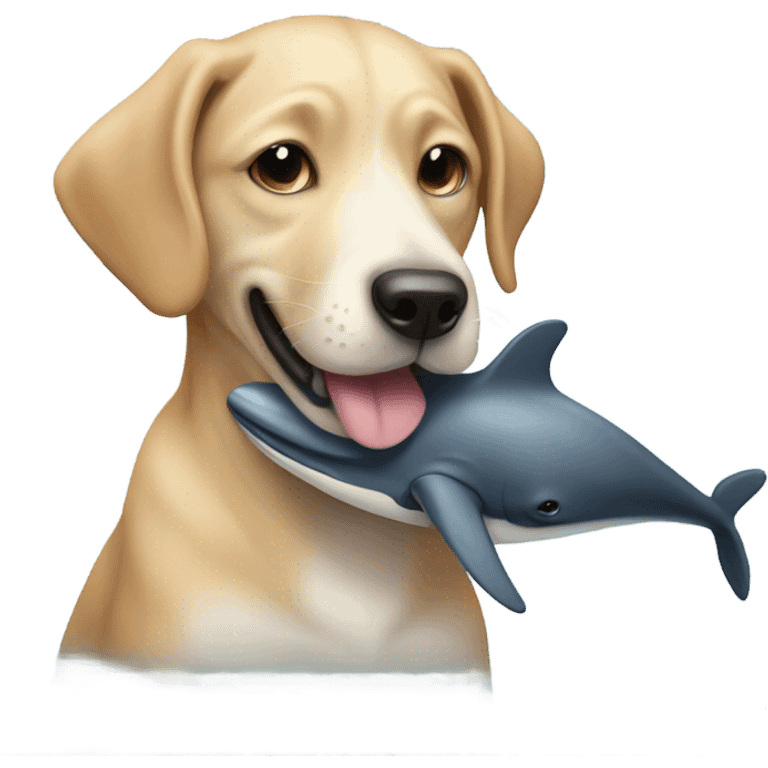 Dog holding whale emoji