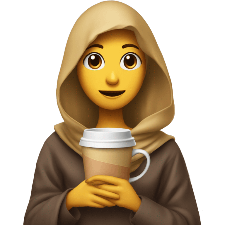 Chica con manta y cafe en mano emoji