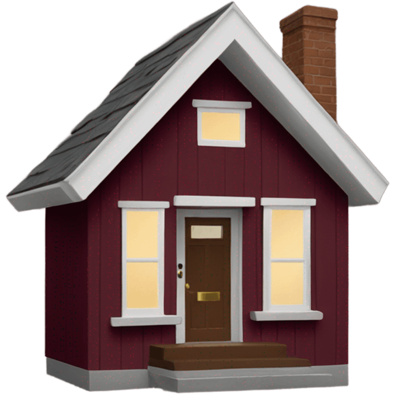 Maroon colored cedar house with small porch emoji