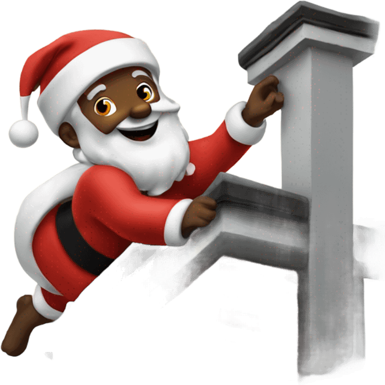 Black Santa sliding down a chimney emoji