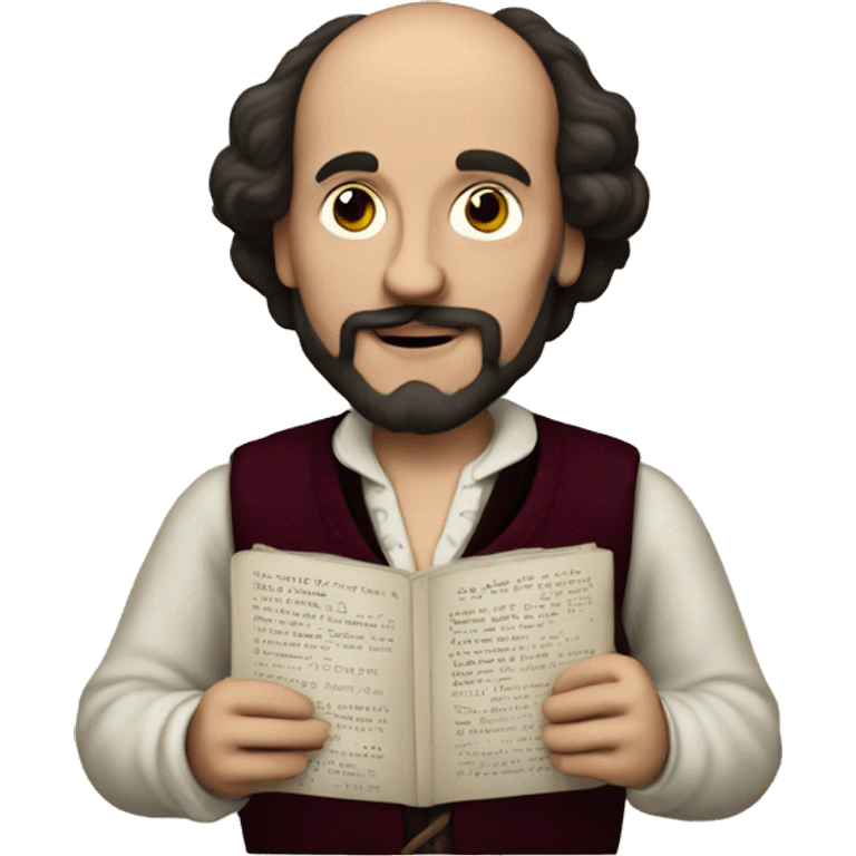 William Shakespeare holds a chatbot in his hands emoji