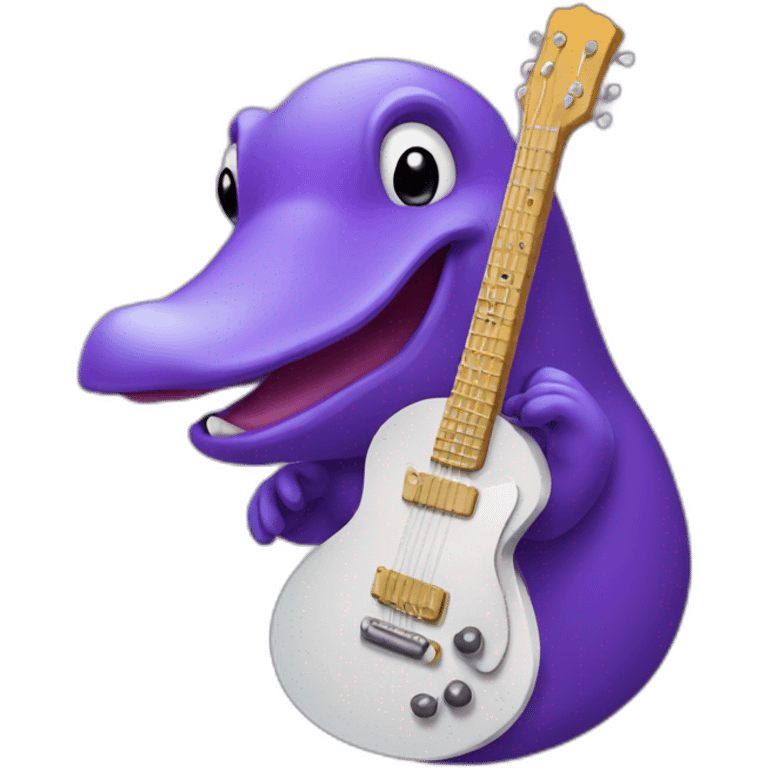 purple platypus head playing guitar emoji