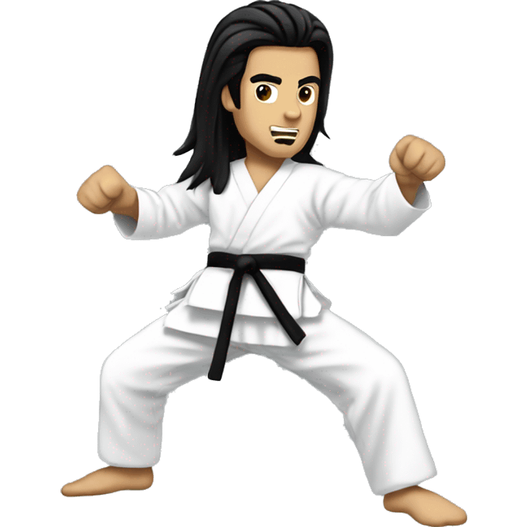 karate kick white man long black hair emoji