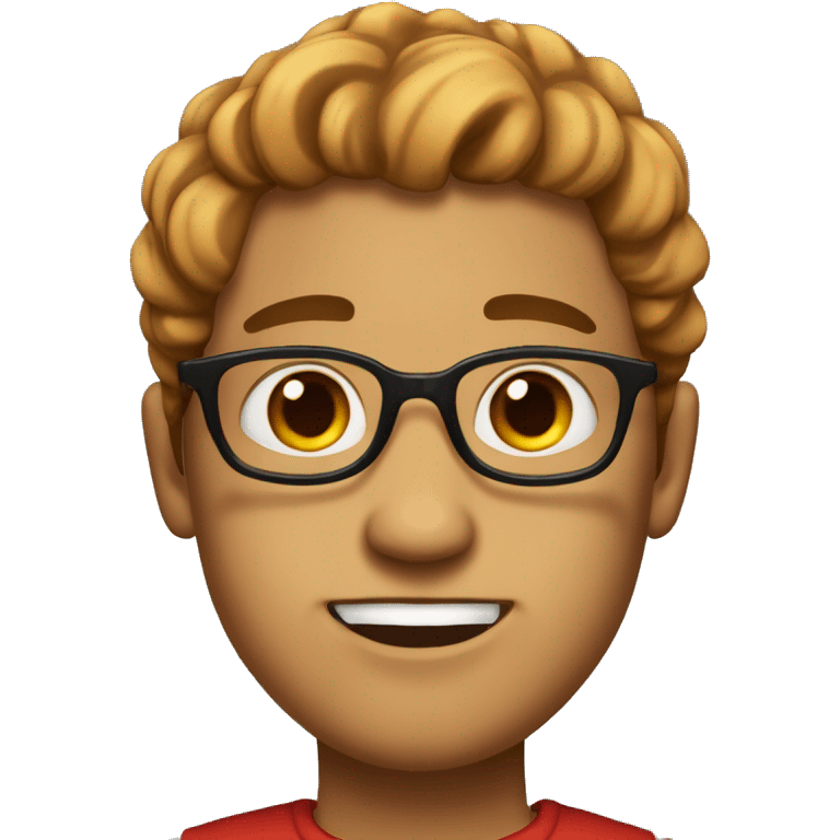 cool with bold face skin not brown and glasses on eyes hair red ad scars on face emoji