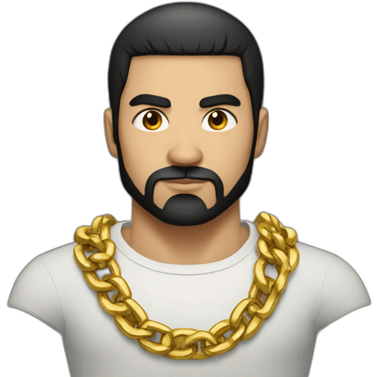 russian strong man thug wearing gold chain with black hair and a short beard emoji