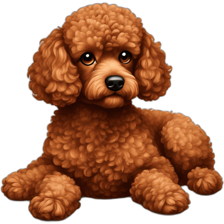 Red toy poodle sadly laying  emoji