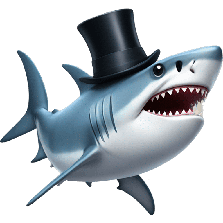 Shark with a top hat emoji