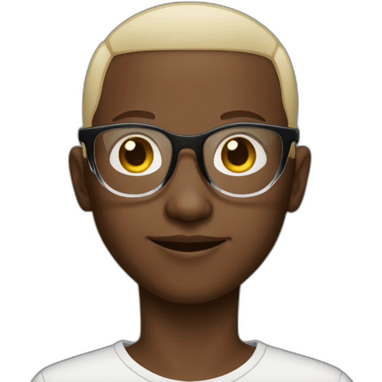 somalian boy  and shaved hair with transparent glasses emoji