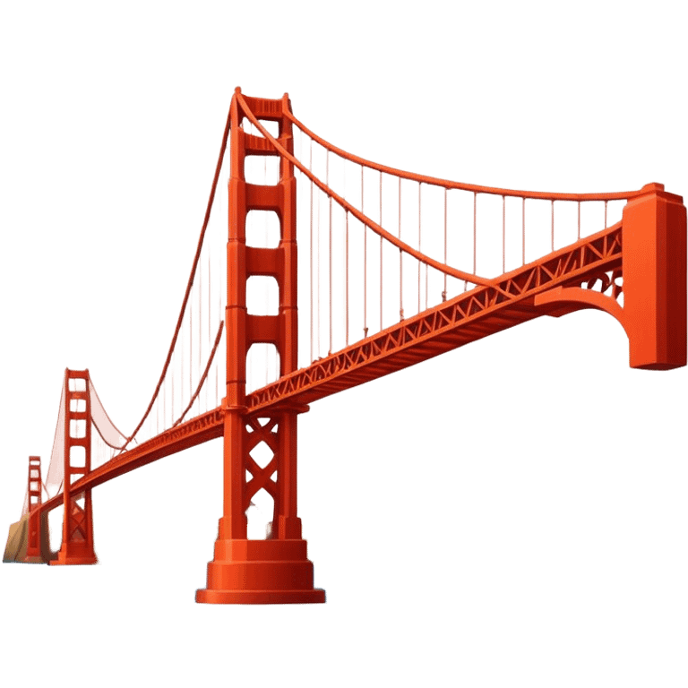 Cinematic Realistic Golden Gate Bridge Landmark Emoji, depicted with the iconic suspension bridge rendered with rich detail and vibrant, dynamic lighting. emoji