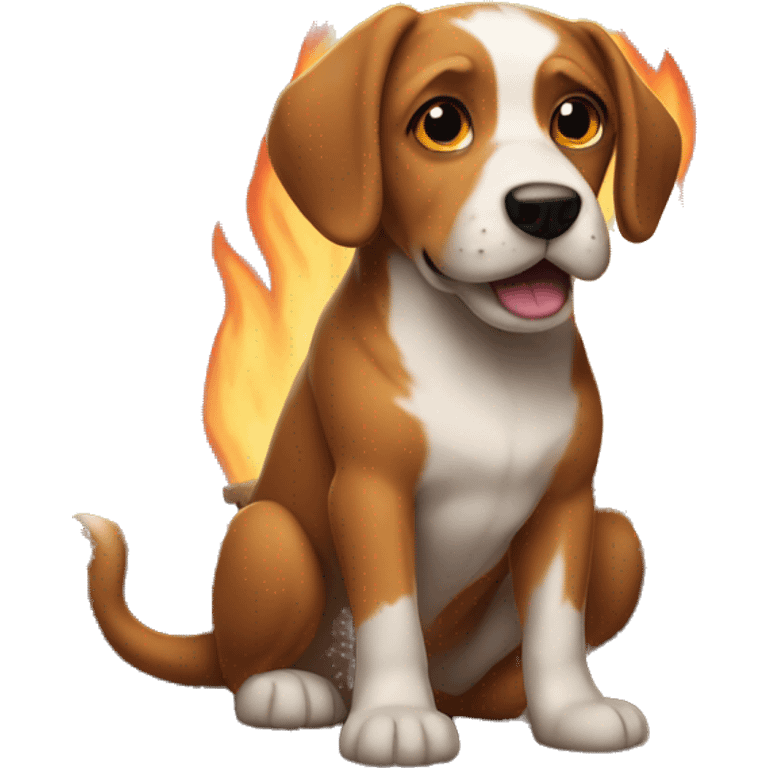 Dog in a fire mansion emoji