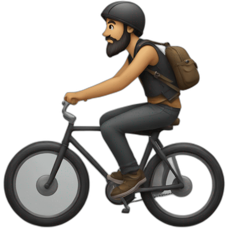 A little hunched man with a circle type beard on a bike emoji