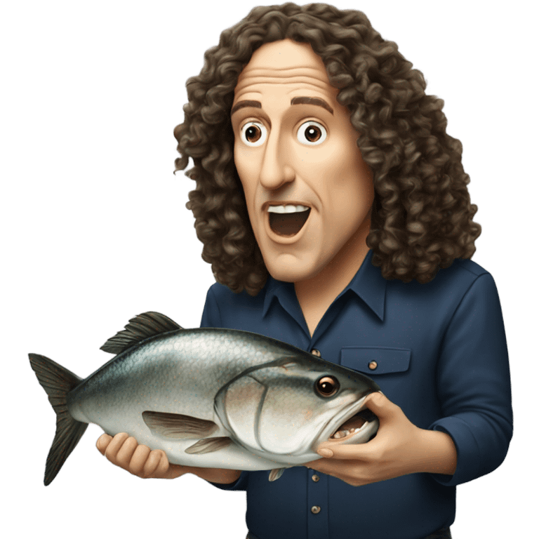 Weird Al eating fish emoji