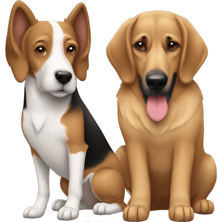 Beagle and Belgian Shepherd sharing love emoji