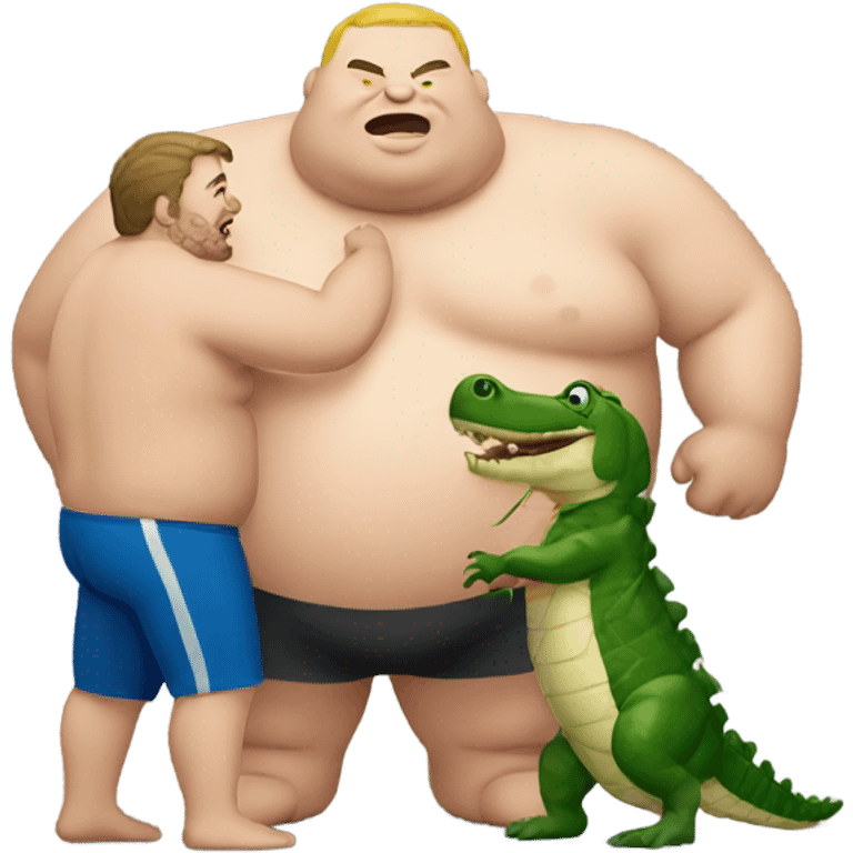 Fat guy wrestling an alligator  emoji