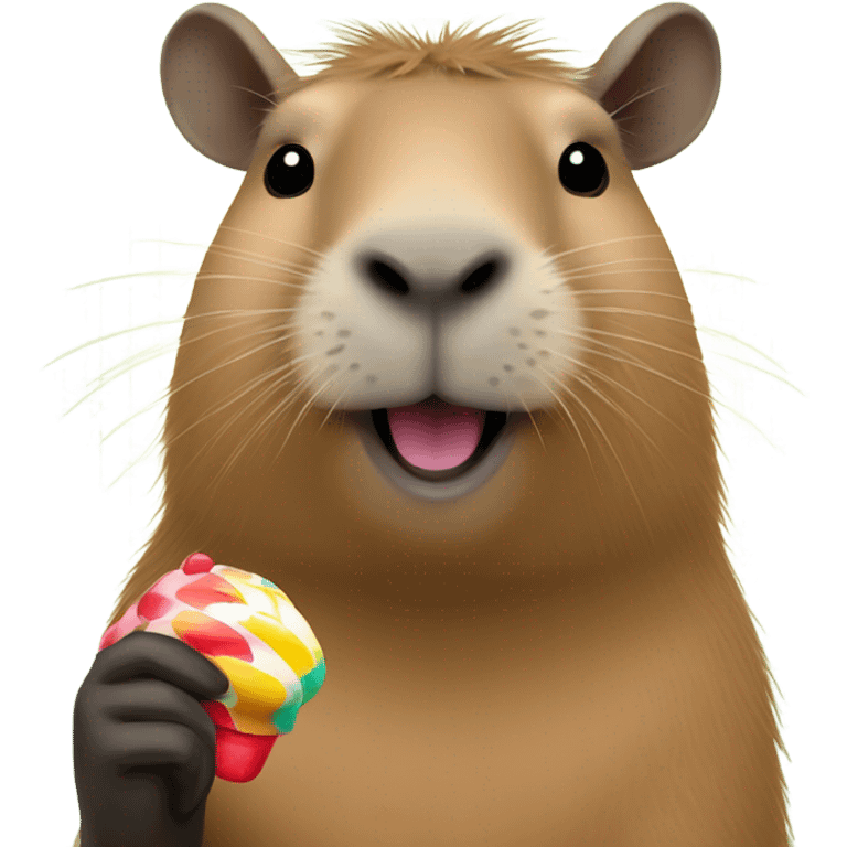 A capybara with a lolie pop  emoji