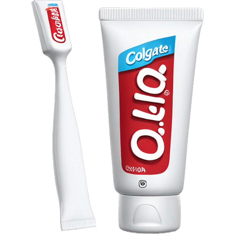 toothpaste with brand name COLGATE written on the tube clearly emoji