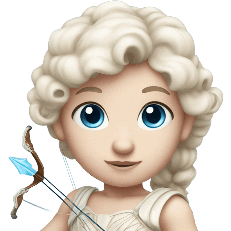 Realistic Pale cute cupid blue eyes holding arrow  emoji