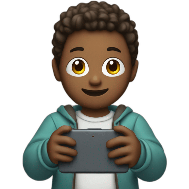 a boy with a Nintendo ds in his hands emoji