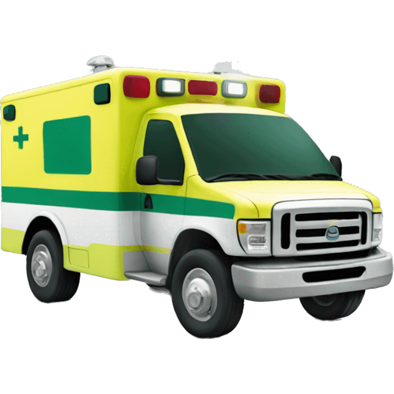 yellow and green ambulance  emoji