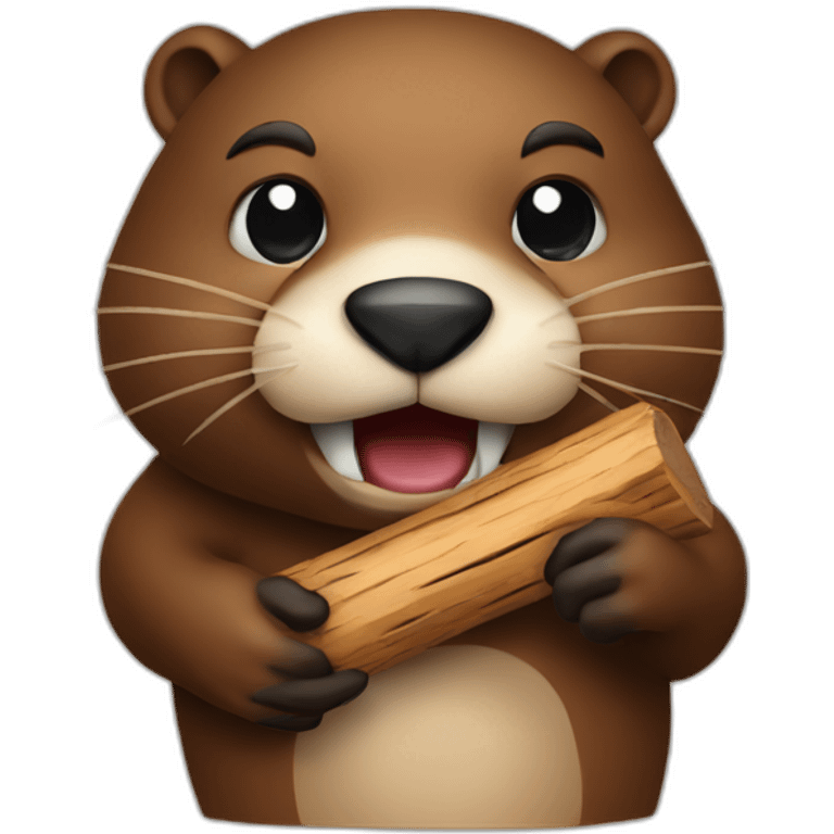 a beaver with a piece of wood in its mouth emoji