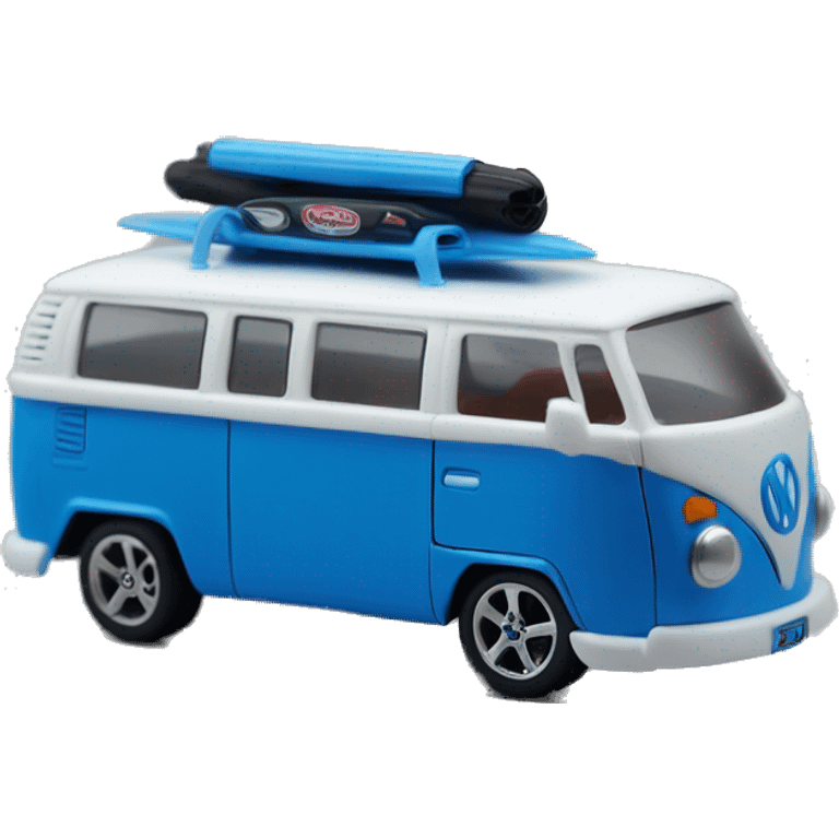 Side view.Mattel hot wheels Volkswagen Kool Kombi.tooned.sports car.blue. emoji