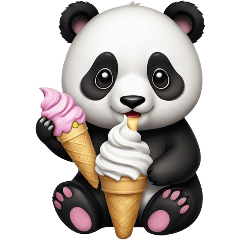 Panda eating ice cream emoji