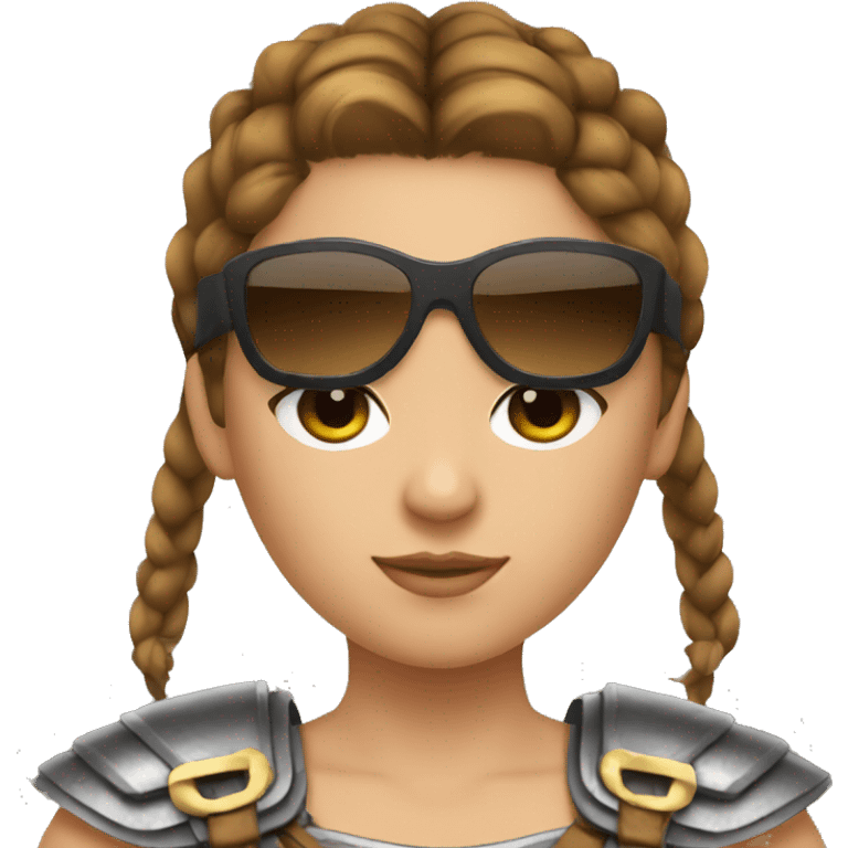 Girl gladiator with French braids, brown hair and sunglasses emoji