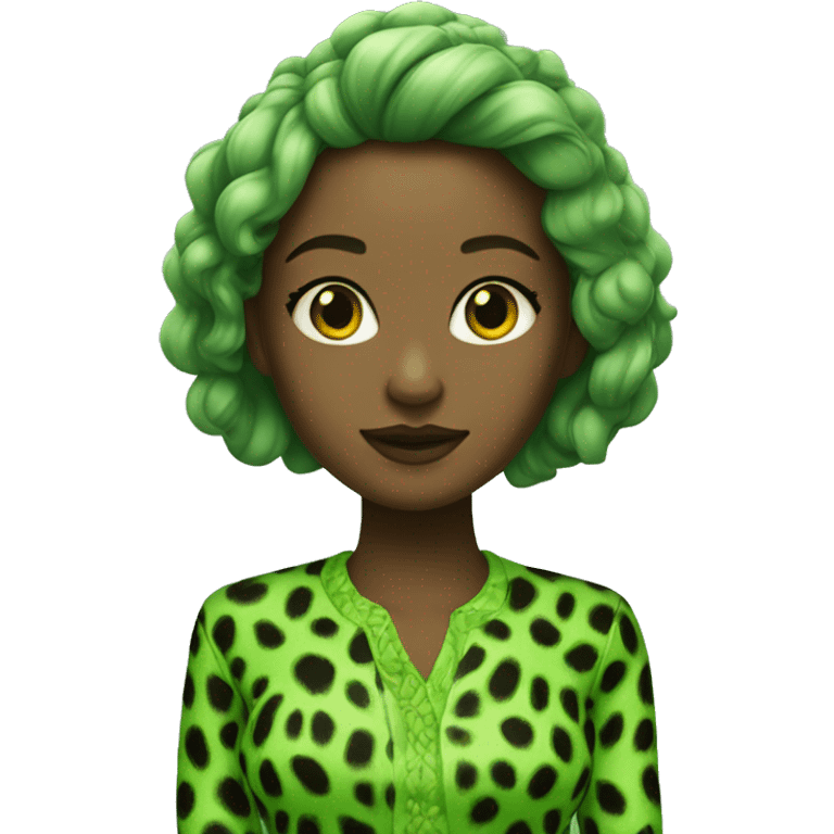 Green skin girl with panterprint clothes emoji