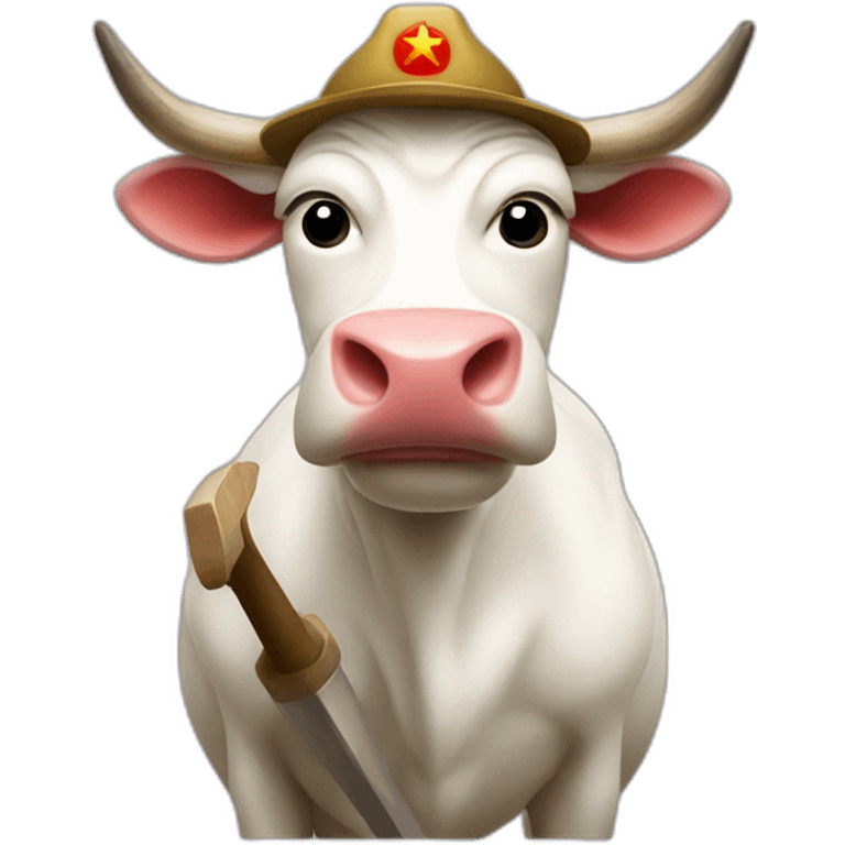 Communist cow with hammer and sickle emoji