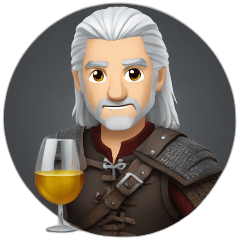 Geralt of Rivia with wine  emoji