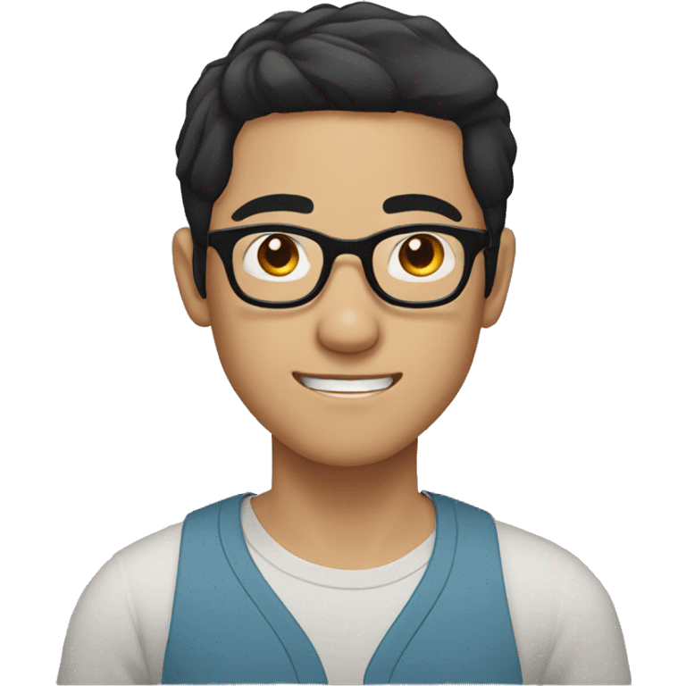 Vietnamese guy with middle part black hair wearing round glasses  emoji