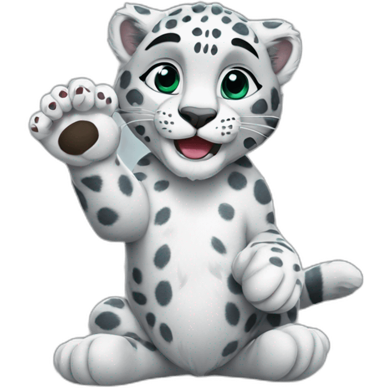 snow leopard shaking paws emoji