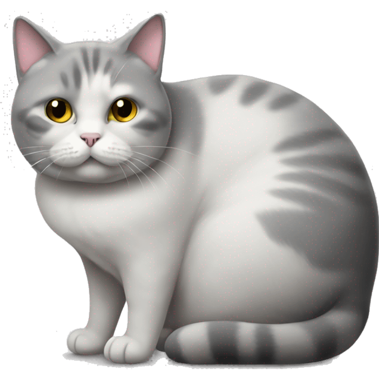 morbidly obese white and grey cat emoji