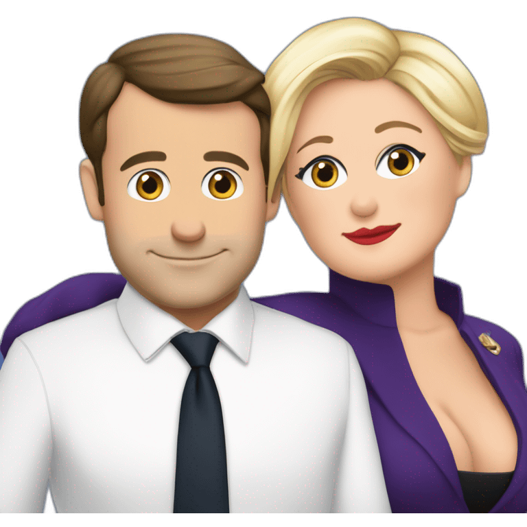 Macron et marine le Pen font un bisou emoji