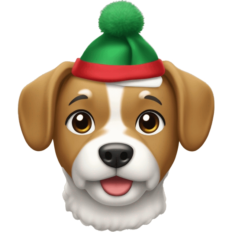 Perro con gorro y bufanda en Navidad  emoji